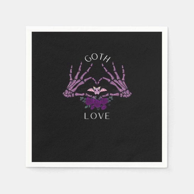 Embrace Goth Skeleton Heart Serviette (Vorderseite)