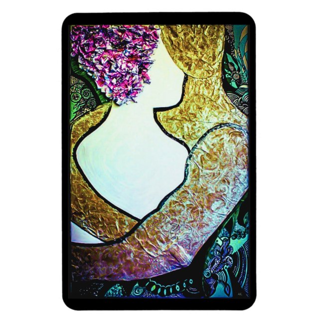 Embrace Interracial Paar umarmte Kunstwerke Magnet (Vertikal)