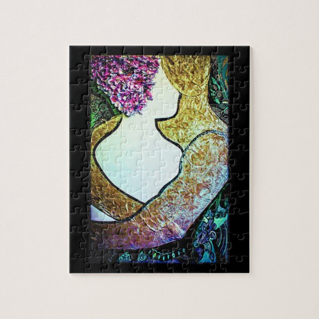 Embrace Interracial Paar umarmte Kunstwerke Puzzle (Vertikal)