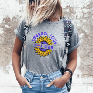 Embrace Liebe nicht Krieg Vintag Sonnenblume schön T-Shirt