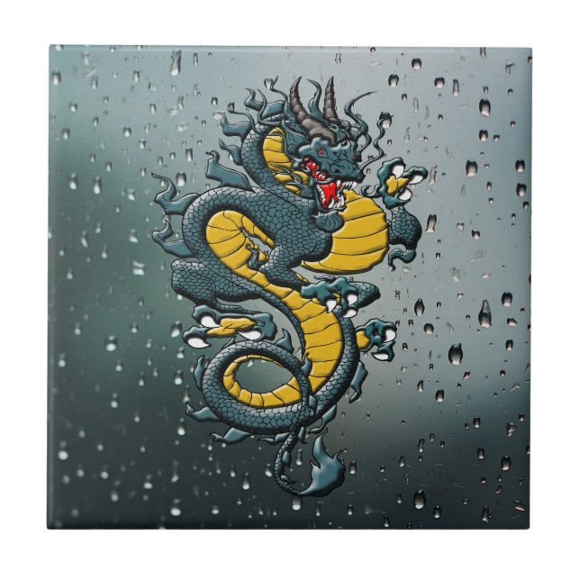 Embrace Mythischer Power: Chinesischer Drache Fliese (Vorderseite)