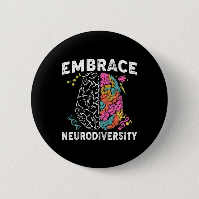 Embrace Neurodiversity ADHD Autismus Bewusstsein Button (Vorderseite)