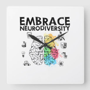 Embrace Neurodiversity Autism Awareness Quadratische Wanduhr