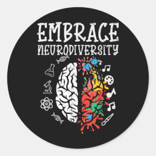 Embrace Neurodiversity Autismus Bewusstsein Asse M Runder Aufkleber