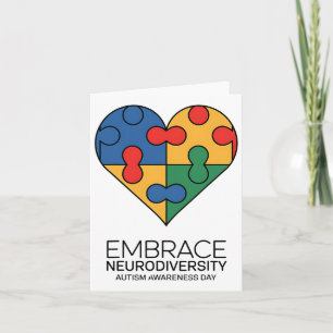 Embrace Neurodiversity Autismus Bewusstsein Puzzle Karte