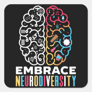 Embrace Neurodiversity Design for a Autism Awarene Quadratischer Aufkleber