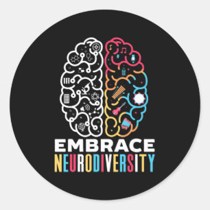 Embrace Neurodiversity-Design für eine Autismus-Aw Runder Aufkleber