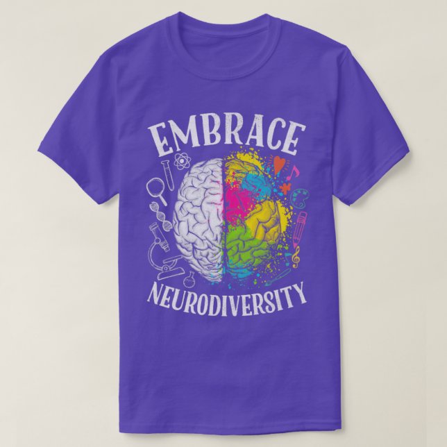 Embrace Neurodiversity-Gehirn ADHD Autismus Bewuss T-Shirt (Design vorne)
