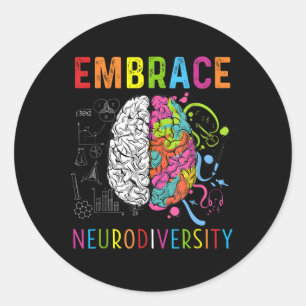 Embrace Neurodiversity-Gehirn Embrace Adhd Autismu Runder Aufkleber