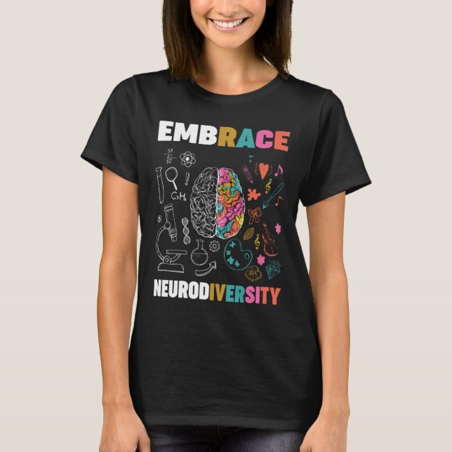 Embrace Neurodiversity-Gehirn Embrace Adhd Autismu T-Shirt (Vorderseite)