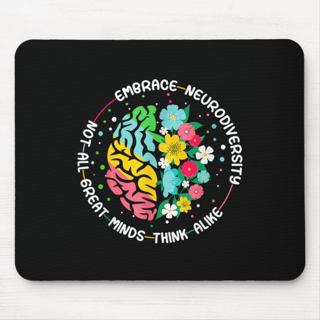 Embrace Neurodiversity Hirn Autismus Bewusstsein u Mousepad (Vorne)