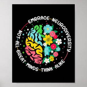 Embrace Neurodiversity Hirn Autismus Bewusstsein u Poster