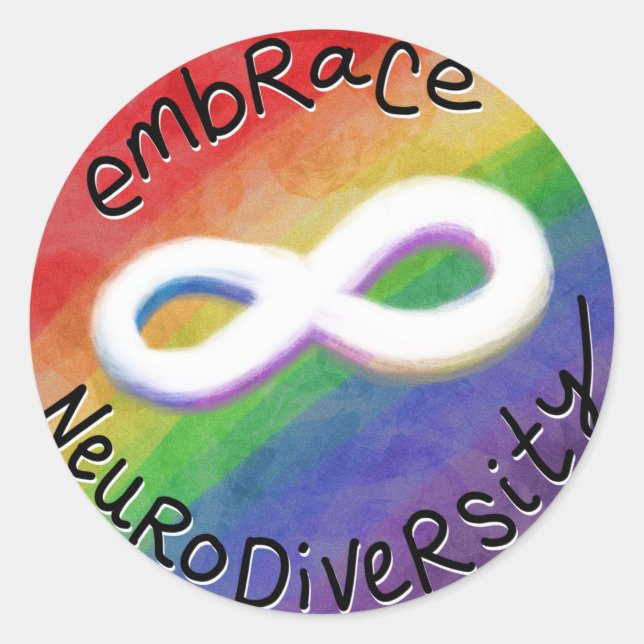 Embrace Neurodiversity (Schwarzer Text) Runder Aufkleber (Vorderseite)