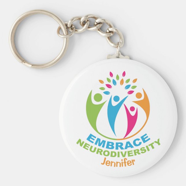 Embrace Neuroversity Autismus Spectrum farbenfroh Schlüsselanhänger (Vorne)