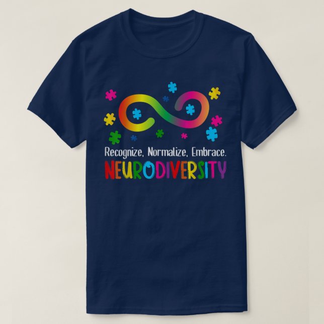 Embrace Neuroversity Spektrum ASD ADHD Rainbow i T-Shirt (Design vorne)