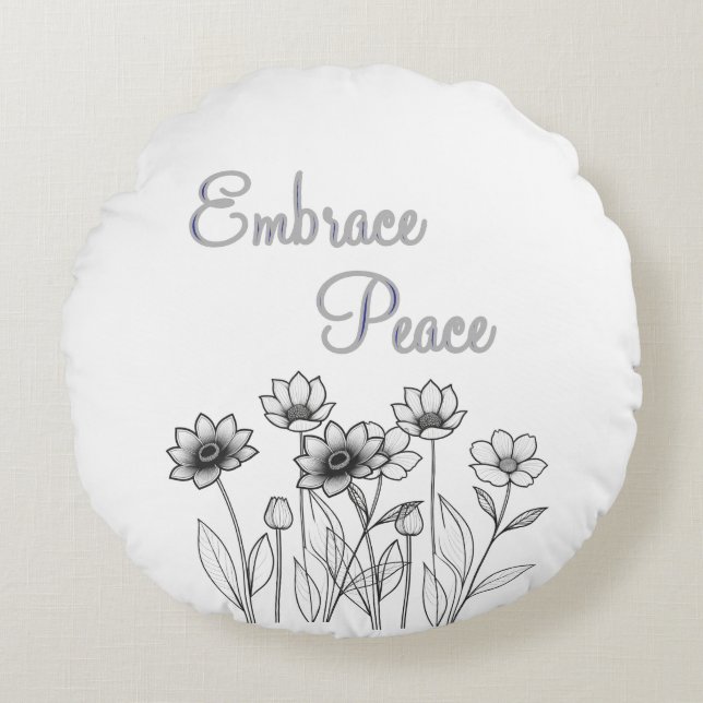 Embrace Peace Rundes Kissen (Vorderseite)