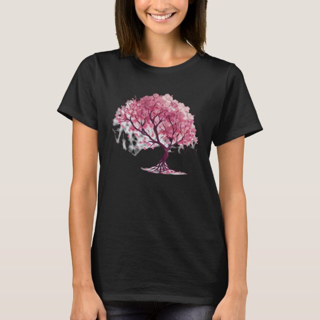Embrace Spring with a Unique Cherry Blossom Geomet T-Shirt (Vorderseite)