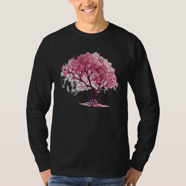 Embrace Spring with a Unique Cherry Blossom Geomet T-Shirt (Vorderseite)