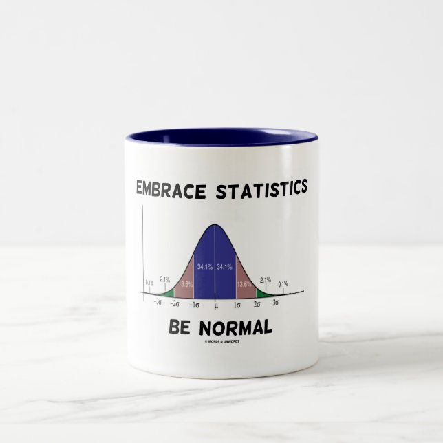 Embrace-Statistik ist eine normale Bell Curve-Anwe Zweifarbige Tasse (Mittel)