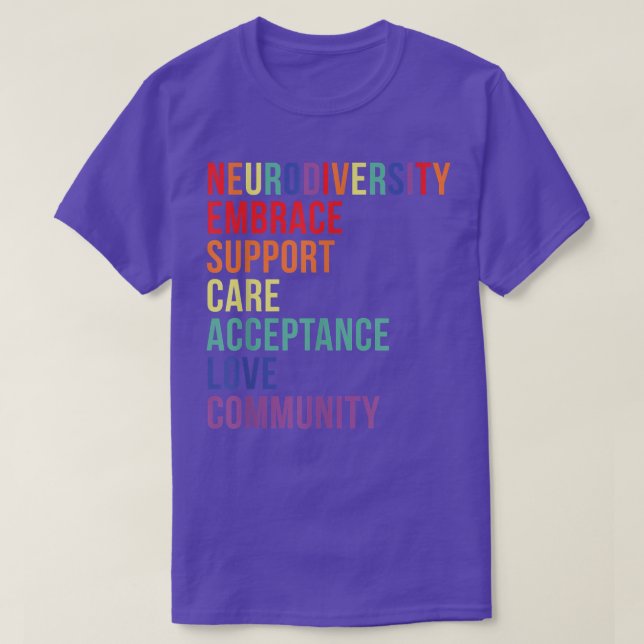 Embrace Support Neurodiversity Brain ADHD Autism A T-Shirt (Design vorne)