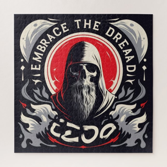 Embrace the Dread: Grimmige Sensenmann Art Puzzle (Vertikal)