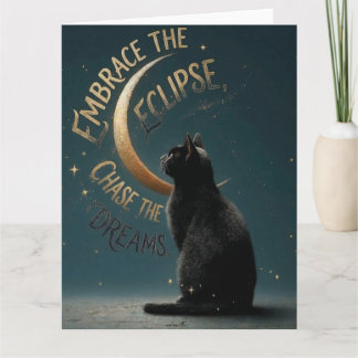 "Embrace the Eclipse" Celestial Cat Illustration Karte