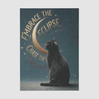 "Embrace the Eclipse" Celestial Cat Illustration Seidenpapier
