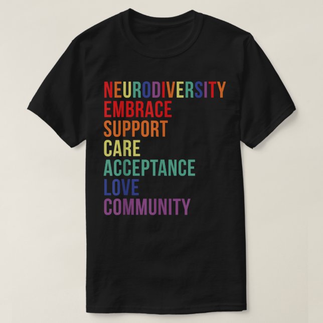 Embrace-Unterstützung Neurodivergenz-Gehirn ADHD A T-Shirt (Design vorne)
