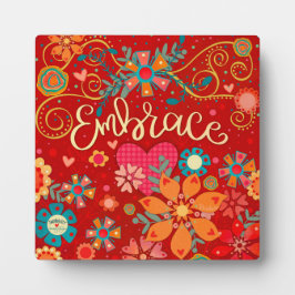 Embrase Inspirational Herz floral Hübsch Red Fotoplatte