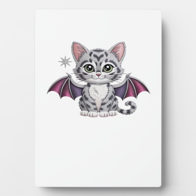 embroidered cat bat Classic T-Shirt Fotoplatte (Vorderseite)