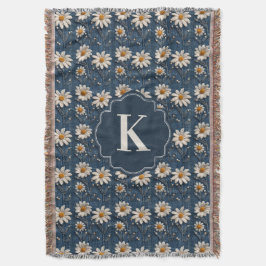 Embroidered Daisy Denim Blanket | Monogram Decke