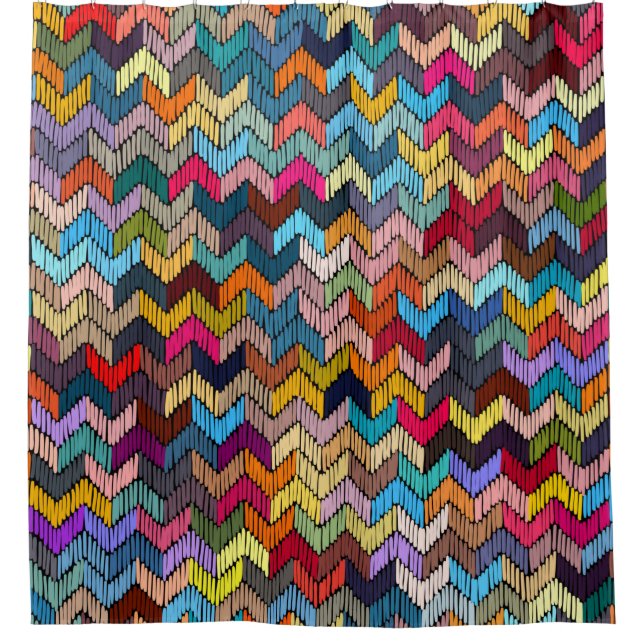 Embroidered seamless geometric pattern. Ornament E Duschvorhang (Vorderseite)