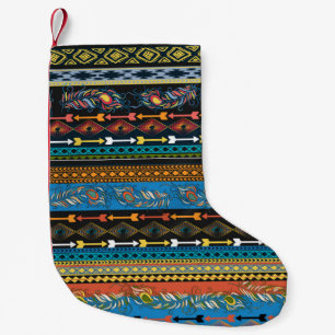 Embroidery colorful simplified ethnic feathers pat kleiner weihnachtsstrumpf