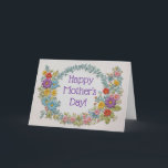Embroidery Look Wreath Mothers  Day Karte<br><div class="desc">A embroidery look wreath with text you can change to make it personal.  This is not real embroidery,  it is computer generated,  but it pretty!</div>