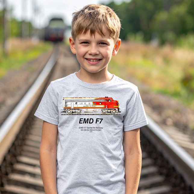 EMD F7 Santa Fe Warbonnet Diesel Locomotive. T-Shirt (EMD F7 Santa Fe Warbonnet Diesel Locomotive. Boy Basic T-Shirt)