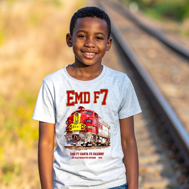 EMD F7 Santa Fe Warbonnet Diesel Locomotive. T-Shirt (EMD F7 Santa Fe Warbonnet Diesel Locomotive. Boy Basic T-Shirt)