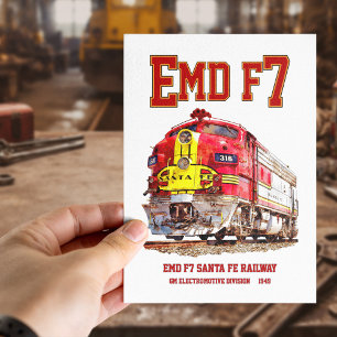 EMD F7 Santa Fe Warbonnet-Diesellokomotive. Postkarte