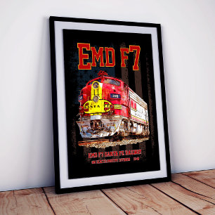EMD F7 Santa Fe Warbonnet mit amerikanischer Flagg Fotodruck