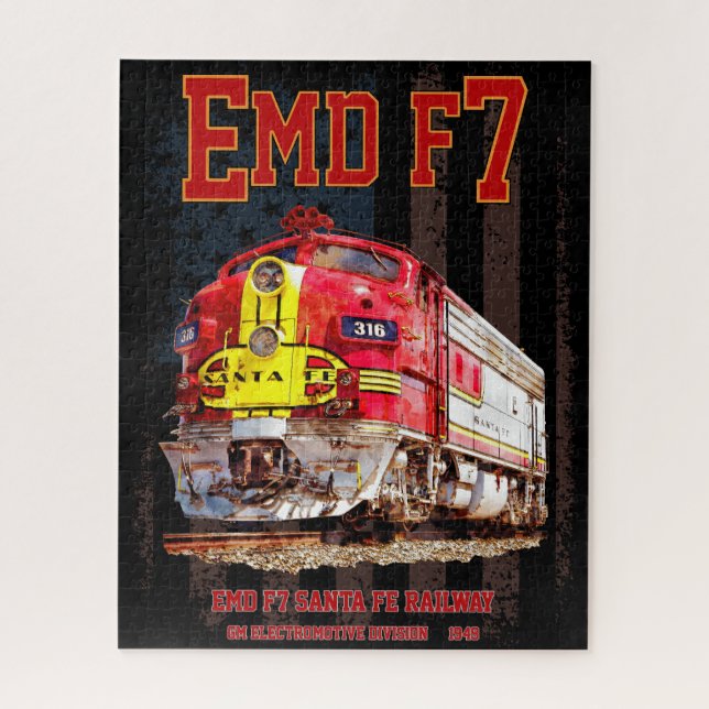 EMD F7 Santa Fe Warbonnet mit amerikanischer Flagg Puzzle (Vertikal)