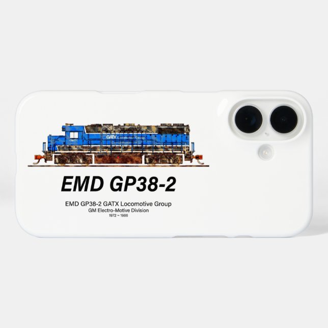 EMD GP38-2 Diesel Lokomotive GATX blau und weiß Case-Mate iPhone Hülle (Rückseite (Horizontal))