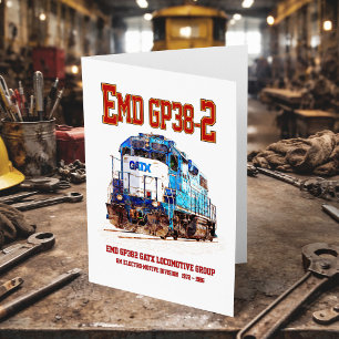 EMD GP38-2 Diesel Lokomotive GATX blau und weiß Dankeskarte