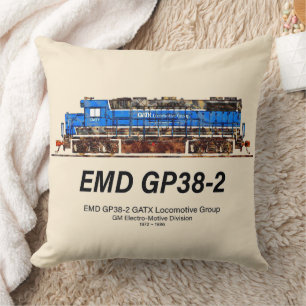 EMD GP38-2 Diesel Lokomotive GATX blau und weiß Kissen