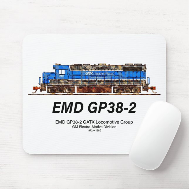 EMD GP38-2 Diesel Lokomotive GATX blau und weiß Mousepad (Mit Mouse)