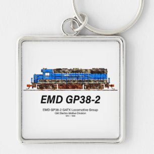 EMD GP38-2 Diesel Lokomotive GATX blau und weiß Schlüsselanhänger