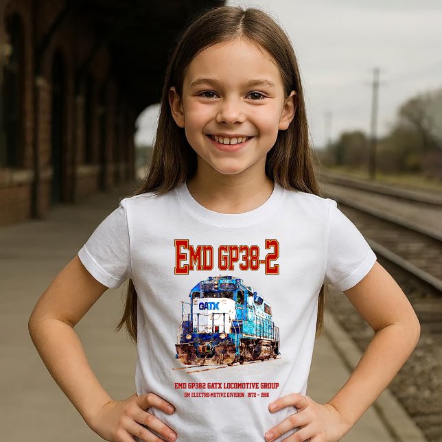 EMD GP38-2 Diesel Lokomotive GATX blau und weiß T-Shirt (EMD GP38-2 Diesel Locomotive GATX blue and white. Girl Basic T-Shirt)