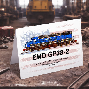EMD GP38-2 Diesel Lokomotive und amerikanische Fla Dankeskarte