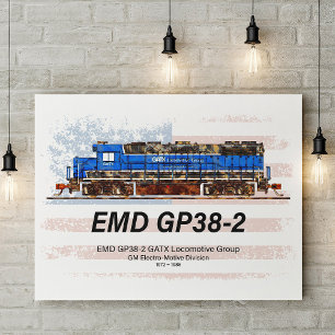 EMD GP38-2 Diesel Lokomotive und amerikanische Fla Poster