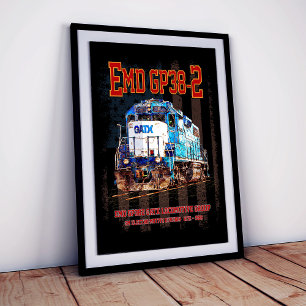 EMD GP38-2 Diesel Lokomotive und amerikanische Fla Poster