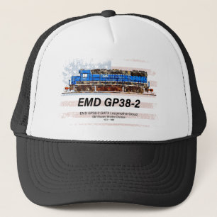 EMD GP38-2 Diesel Lokomotive und amerikanische Fla Truckerkappe