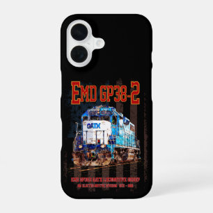 EMD GP38-2 Diesellokomotive und amerikanische Flag iPhone 16 Hülle